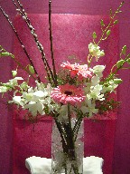 Pussy willow, orchids, and gerbera