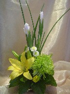 Iris, spider mum, lillies, and daisies