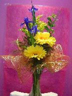 Solidago, iris, and gerbera