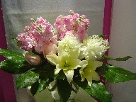 Stock, lillies, roses, dalia, and alstroemeria