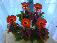 Gerbera, solidago, and daisies
