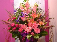 Snapdragon, iris, roses, lillies, heather, monte casino, and aster