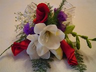 Roses, freesia, and statice