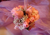 Alstroemeria, roses, and baby's breath