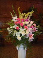 Eremurus, gladiolas, lillies, roses, orchids, daisies, and carnations