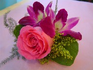Rose, orchids, and solidago